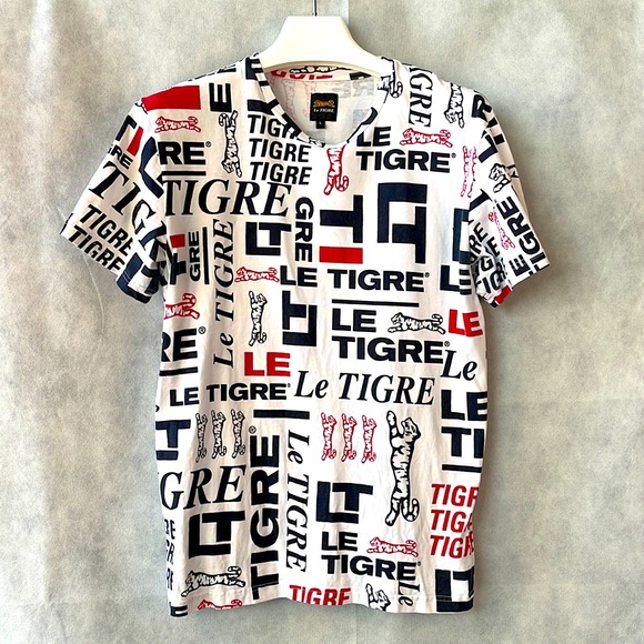 Le Tigre All Over Print Tee Shirt Size Large - Picture 1 of 4